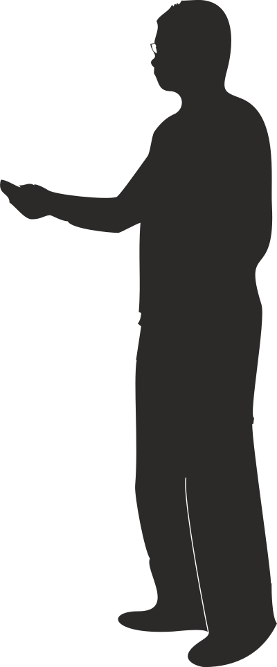 Male silhouette presenting or pointing clipart