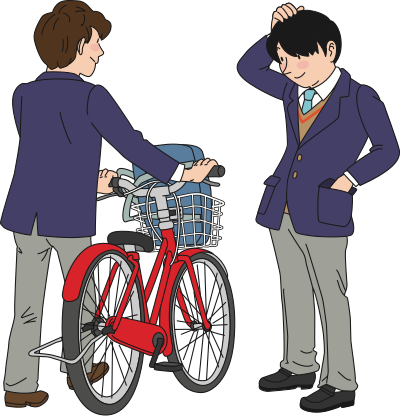 Male watching friends bike clipart