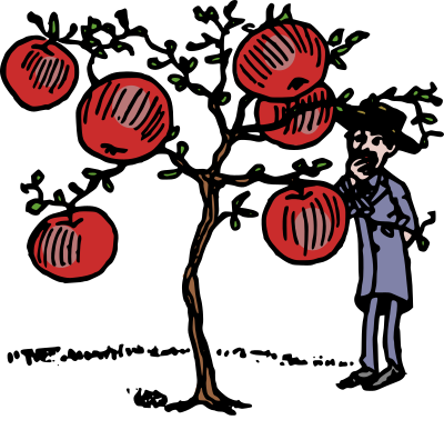 Man and Apple Tree clipart