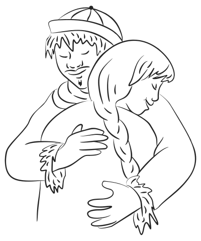 Man And Woman Hugging Line Art clipart