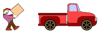 Man Carrying Heavy Box To Truck clipart