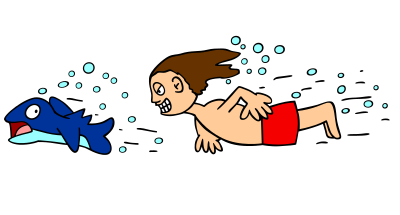 Man Chasing Fish clipart