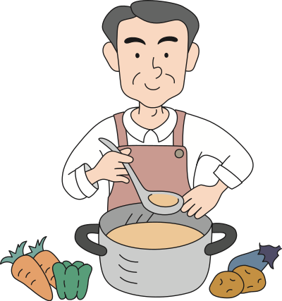 Man cooking soup clipart