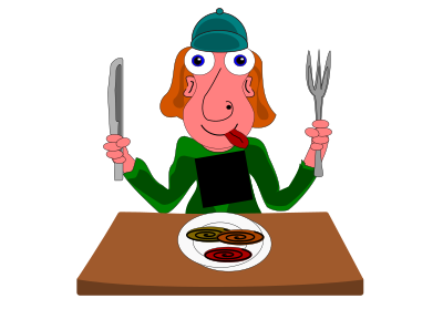 Man eats special dish clipart