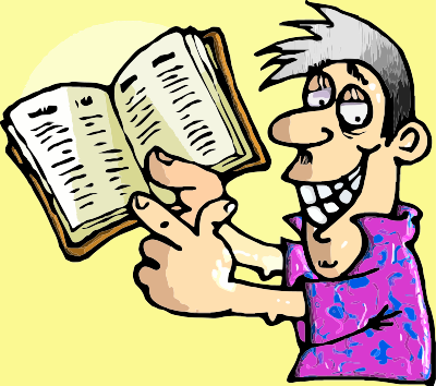 Man excited about the Bible clipart