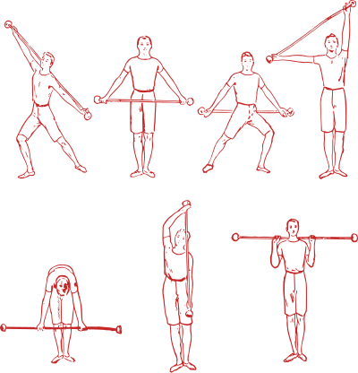 Man Exercising with a Baton clipart