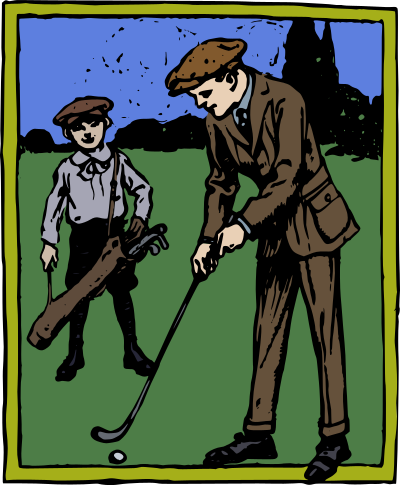 Man Golfing - Colour clipart