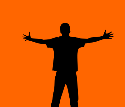 Man Greets the Sunrise clipart