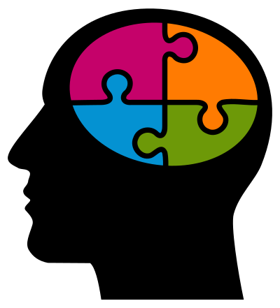 Man Head Silhouette with puzzle brain clipart