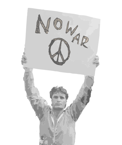 Man Holding a No War Sign clipart