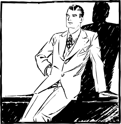 Man in a Suit Thinking clipart