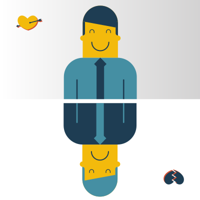 Man in love and not in love clipart