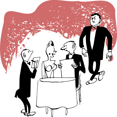 Man in Restaurant in Danger clipart