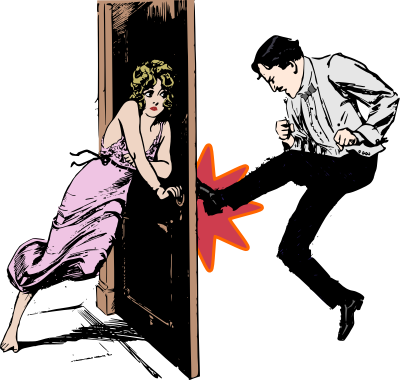 Man Kicks a Door - Colour Remix clipart