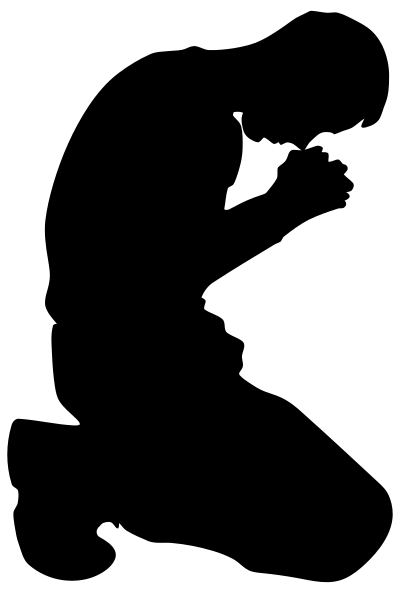 Man Kneeling In Prayer Minus Ground Silhouette clipart