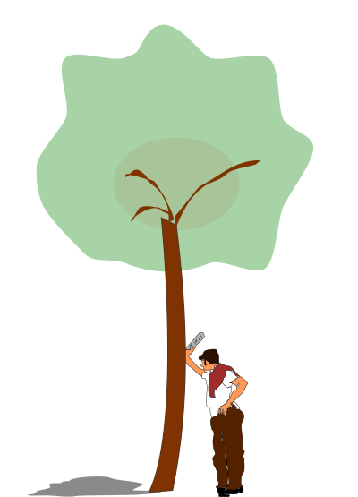 Man Leans on a Tree clipart