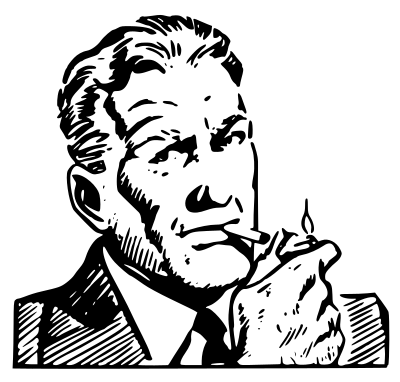 Man lighting a cigarette clipart