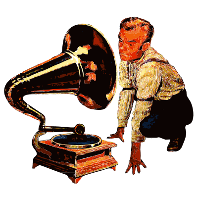 Man listening to Gramophone Saturized clipart