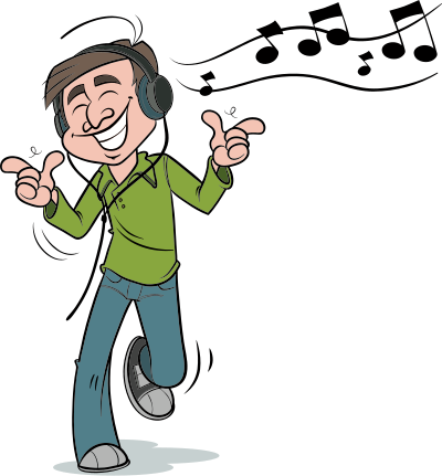 Man listening to music clipart