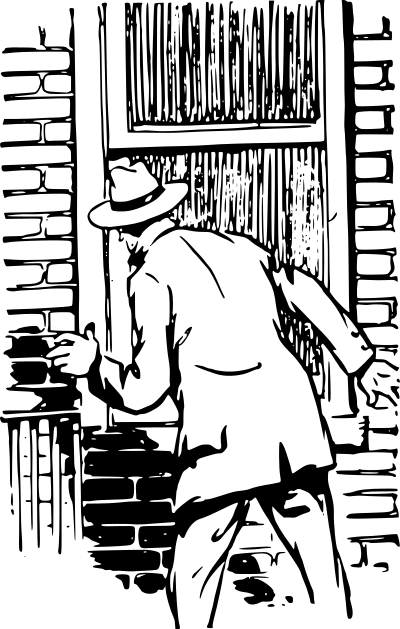 Man Looks Into a Window clipart