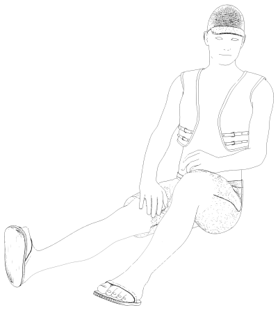Man On Beach Line Art clipart