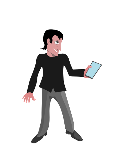 Man on Mobile Device clipart