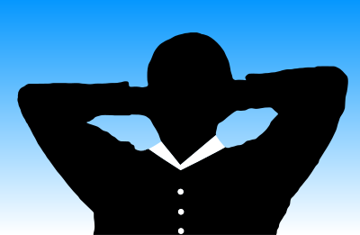 Man Relaxing With Hands Behind Head Silhouette With Background clipart