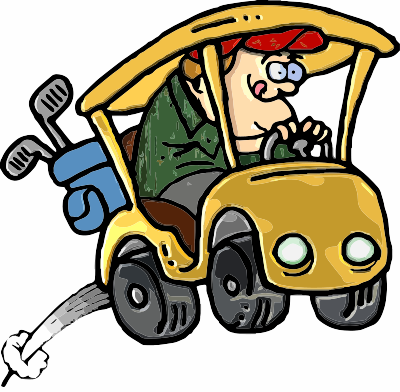 Man riding Golf Cart clipart
