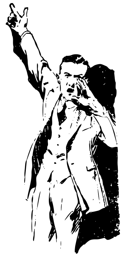 Man shouting and pointing clipart
