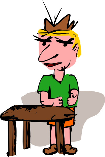 Man standig at table clipart