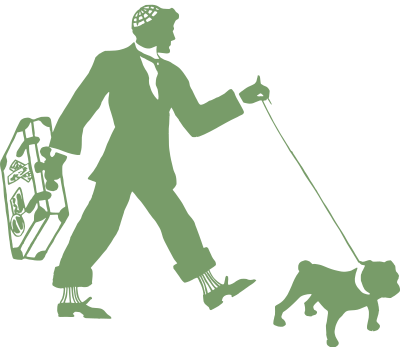 Man Taking a Dog for a Walk clipart