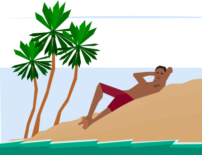 Man under palm trees clipart