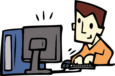 Man using desktop computer clipart