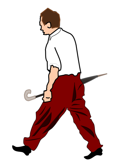 Man Walks with an Umbrella clipart