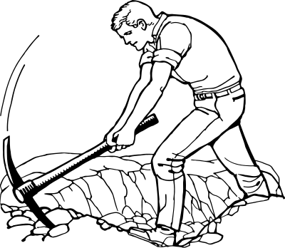 Man weilding a pickaxe clipart