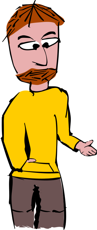 Man with braun hair and braun trousers clipart
