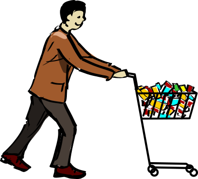 Man with Japanese Shopping Cart clipart