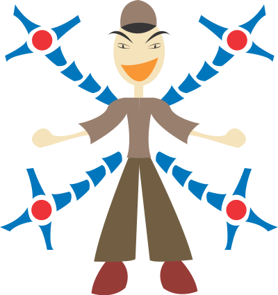 Man with mechanic arms clipart