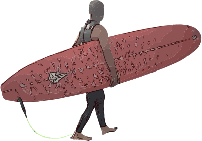 Man with Red Surfboard clipart