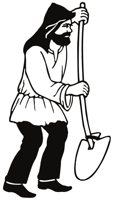 Man With Shovel Line Art clipart
