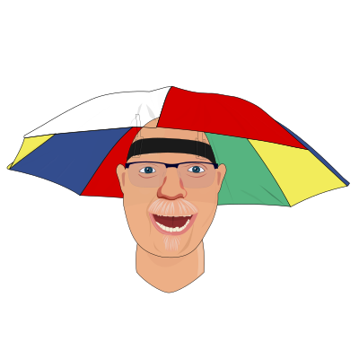 Man with umbrella hat clipart