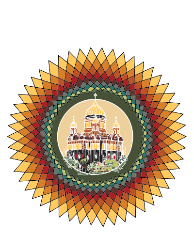 Mandala building in color clipart