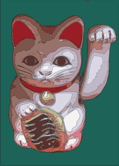 Maneki Neko on Teal clipart