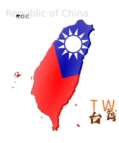 Map-based flag of Taiwan clipart
