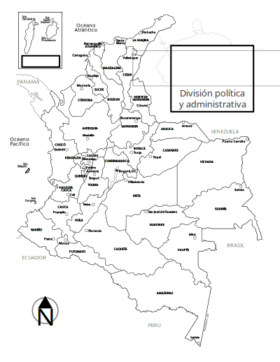 Mapa fi­sico de Colombia clipart