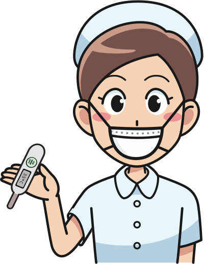 Masked Nurse with Thermometer clipart
