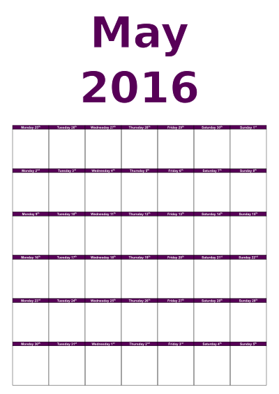 May calendar clipart