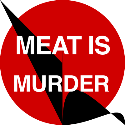 Meat is murder vegan vegetarian slogan red black badge clipart