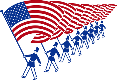 Men Waving American Flag clipart