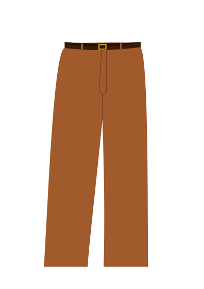 Mens unisex brown trousers with belt clipart